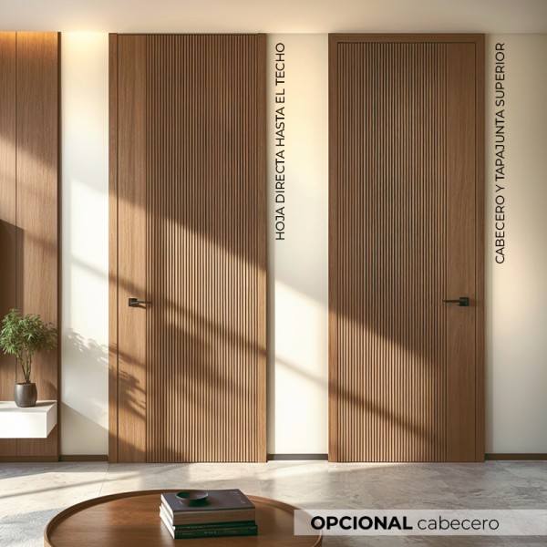 Puerta suelo a techo enrasada a tapeta modelo Valencia Madera
