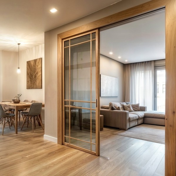 Puerta japonesa corredera de madera hasta el techo Mondrián 2