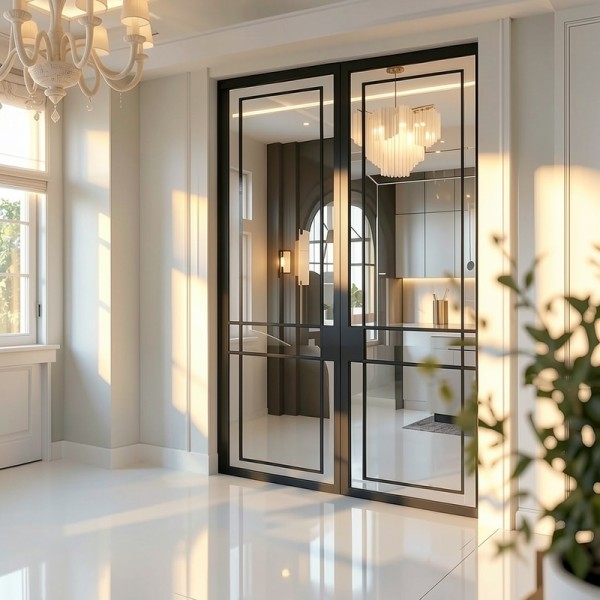 Puerta industrial abatible suelo a techo de madera lacada... 2