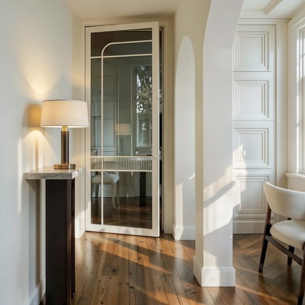 Puerta industrial abatible suelo a techo de madera lacada... 2