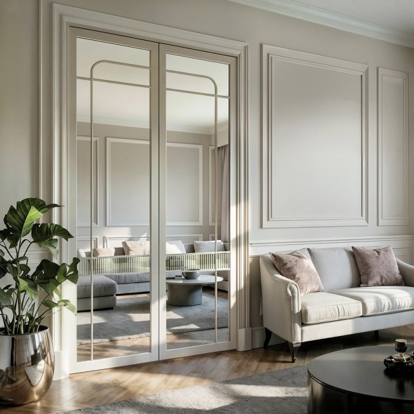 Puerta industrial abatible suelo a techo de madera lacada...