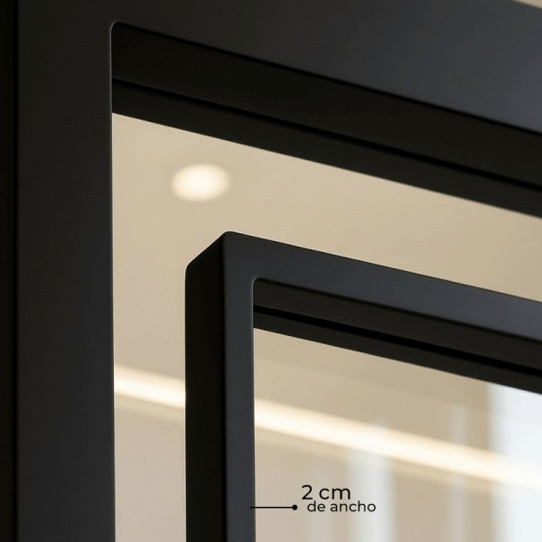 Puerta industrial abatible suelo a techo de madera lacada y cristal  Modelo Vogue