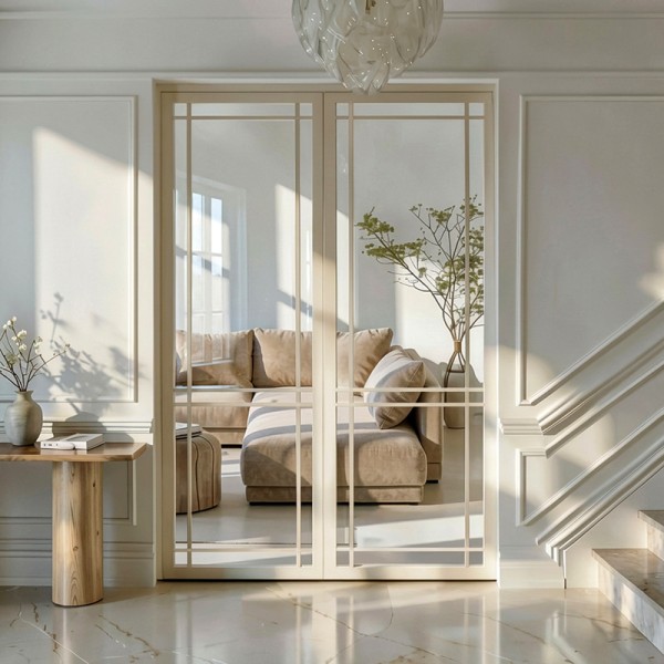 Puerta industrial abatible suelo a techo de madera lacada... 2