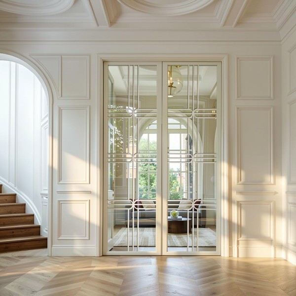 Puerta industrial abatible suelo a techo de madera lacada... 2