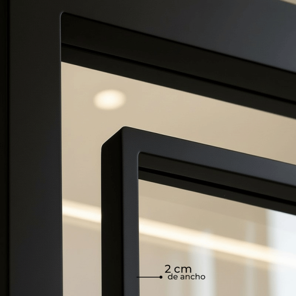 Puerta industrial abatible suelo a techo de madera lacada y cristal  Modelo Anura