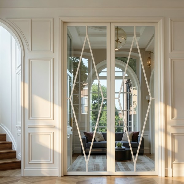 Puerta industrial abatible suelo a techo de madera lacada...