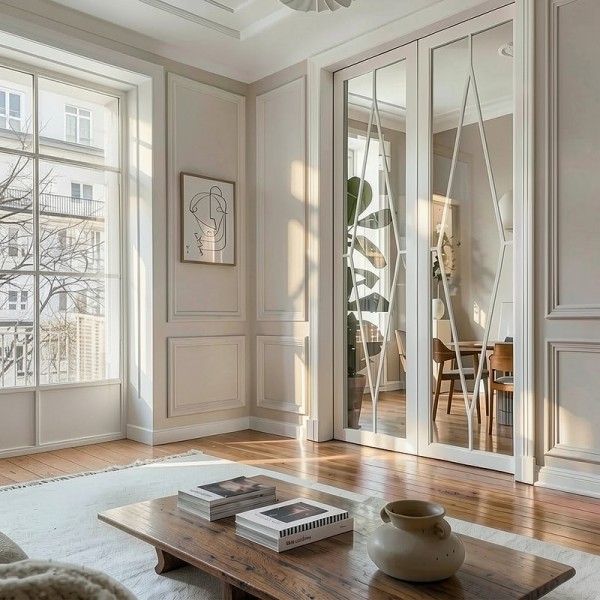 Puerta industrial abatible suelo a techo de madera lacada... 2