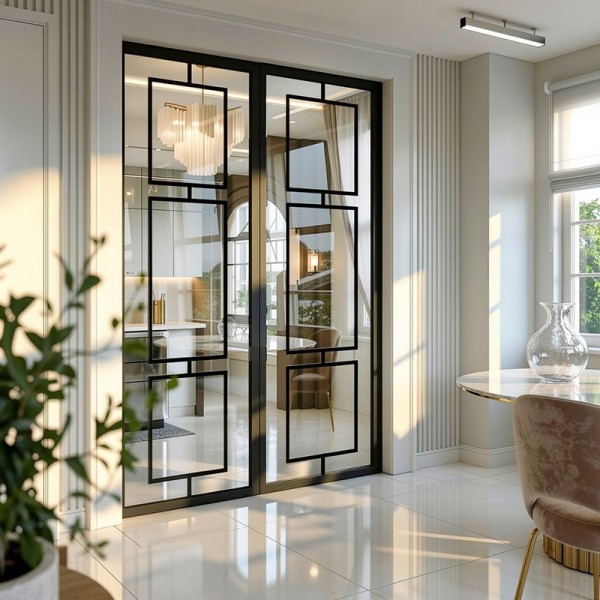 Puerta industrial abatible suelo a techo lacada y cristal... 2