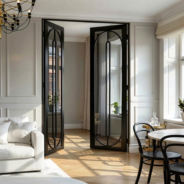 Puerta industrial abatible suelo a techo de madera lacada... 2