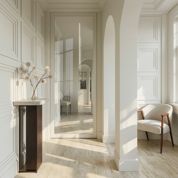 Puerta industrial abatible suelo a techo de madera lacada...