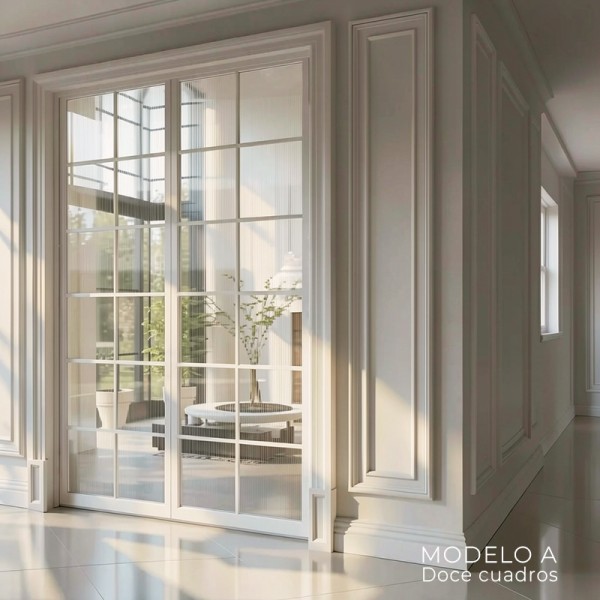 Puerta industrial abatible suelo a techo lacada y cristal... 2