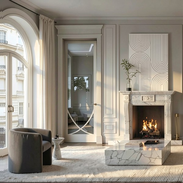 Puerta Interior con Cristal Lacada Aiden