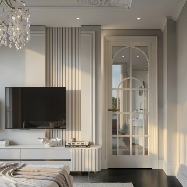 Puerta de Interior con Cristal Lacada Modelo Cuarzo