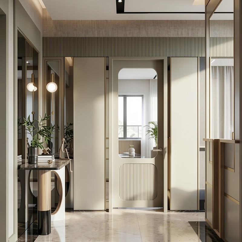 Puerta Interior con Cristal Lacada Gea