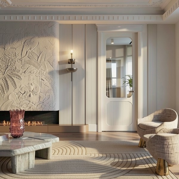 Puerta Interior con Cristal Lacada Gea
