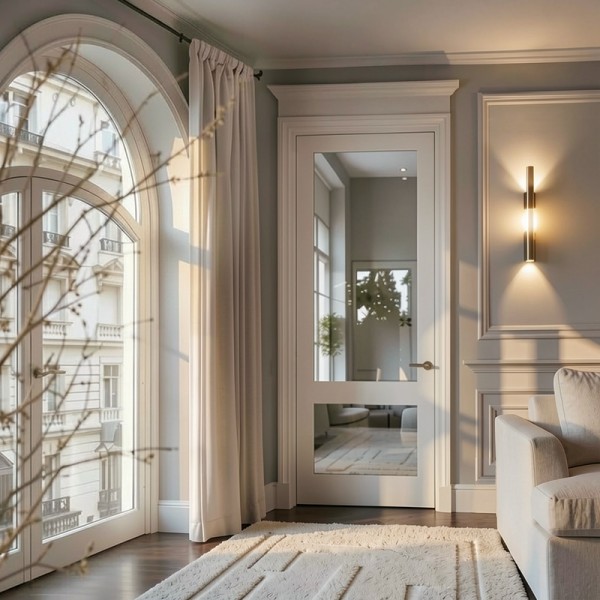 Puerta de Interior con Cristal Lacada universal (uno dos vidrios)