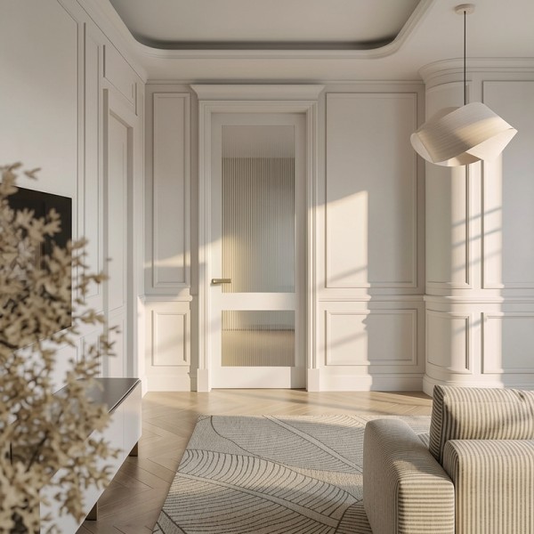 Puerta de Interior con Cristal Lacada universal (uno dos vidrios)