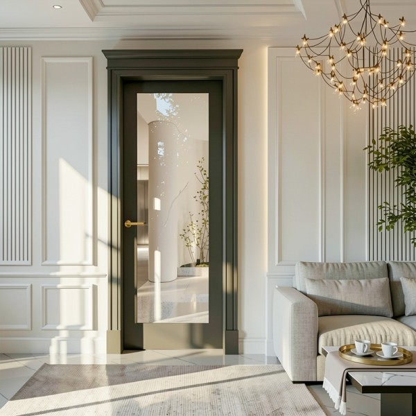 Puerta de Interior con Cristal Lacada universal (uno dos vidrios)