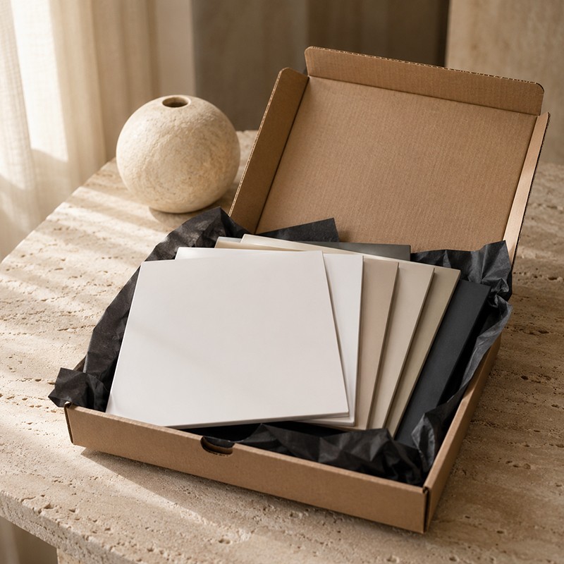 Caja de muestras de colores lacados...