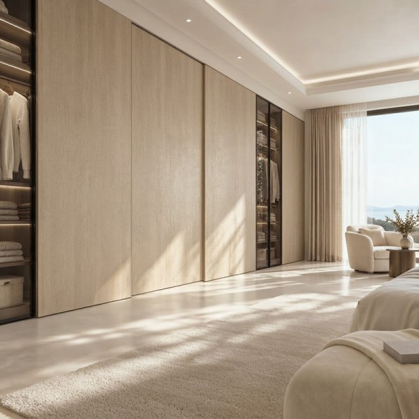 Puertas correderas de armario madera lisa