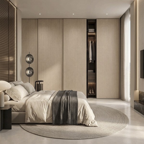 puerta corredera armario madera lisa 2