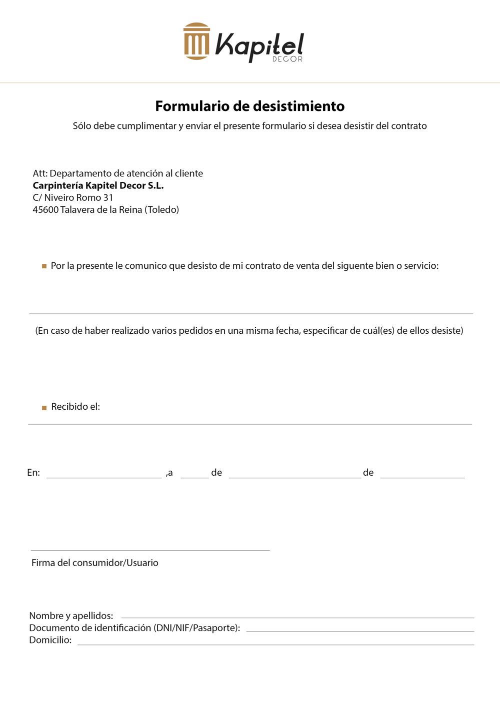 Derecho de desistimiento