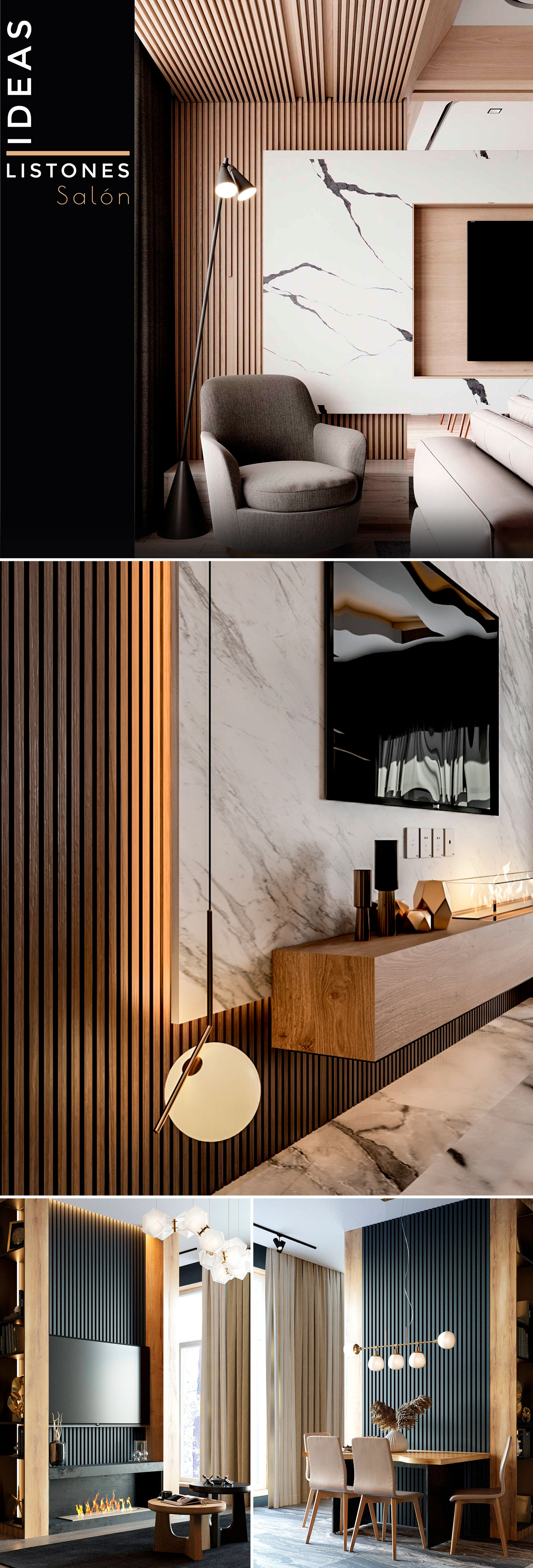 REVESTIMIENTOS LISTONES MADERA LACADO SALON